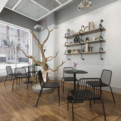 (SP-CS106) Modern cafe dining table and chair metal furniture sets